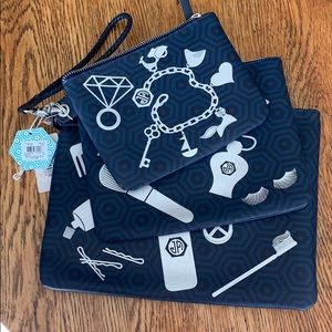 Jonathan Adler Metallic Printed Pouch Set (3)